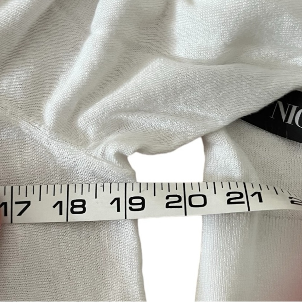 NIC + ZOE Wisteria Linen Blend Embroidered V-Neck Sweater 3/4 Sleeve White | PM - Picture 10 of 10